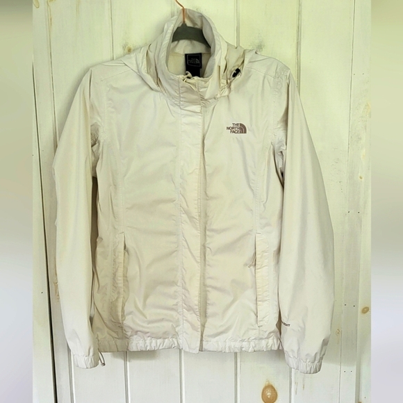 North Face Hyvent Hooded White Rain Jacket Windbreaker - Picture 8 of 15